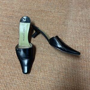 Louis Vuitton Black Leather Mules